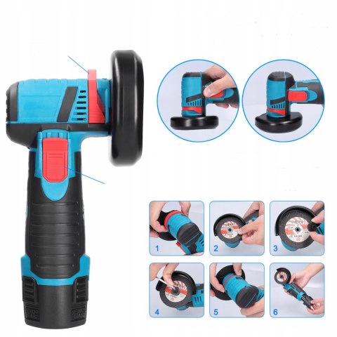 SZLIFIERKA KĄTOWA MINI PRZENOŚNA AKUMULATOROWA 2000 mAh 19500rpm