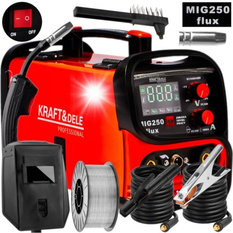 Spawarka INWERTEROWA INWERTOROWA FLUX MIG MMA LIFT TIG 250A PÓŁAUTOMAT 4w1