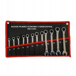 ZESTAW KLUCZE PŁASKO OCZKOWE Z GRZECHOTKĄ 8-19MM 12 SZTUK KLUCZY PŁACHTA