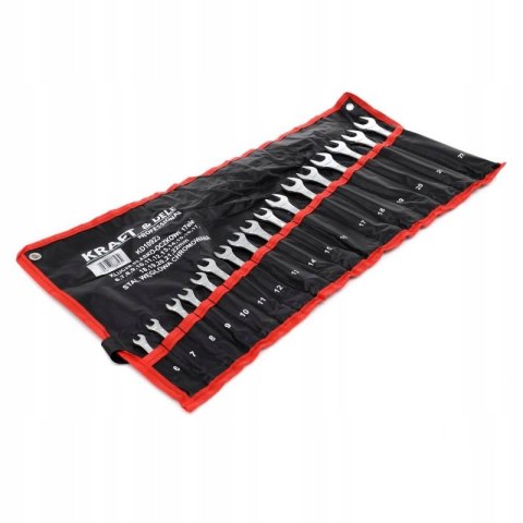 ZESTAW KLUCZY NA PŁACHCIE KLUCZE PŁASKO-OCZKOWE 6-22mm 17szt. PŁASKIE +ETUI