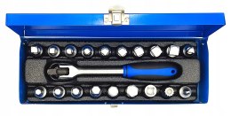 KLUCZE NASADKI DO KORKÓW SPUSTOWYCH OLEJU 20el + POKRĘTŁO PRZEGUBOWE 3/8