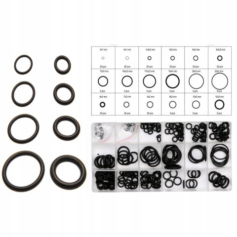 ORINGI GUMKI USZCZELKI GUMOWE OLEJOODPORNE 225SZT.1-4 MM O-RINGI ORGANIZER