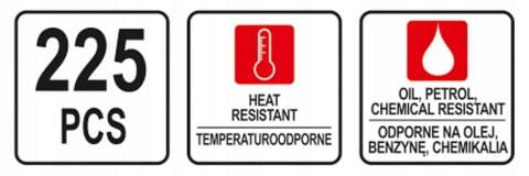 ORINGI GUMKI USZCZELKI GUMOWE OLEJOODPORNE 225SZT.1-4 MM O-RINGI ORGANIZER