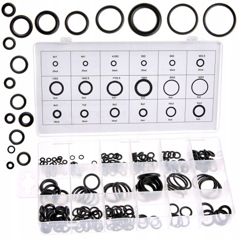 ORINGI GUMKI USZCZELKI GUMOWE OLEJOODPORNE 225SZT.1-4 MM O-RINGI ORGANIZER