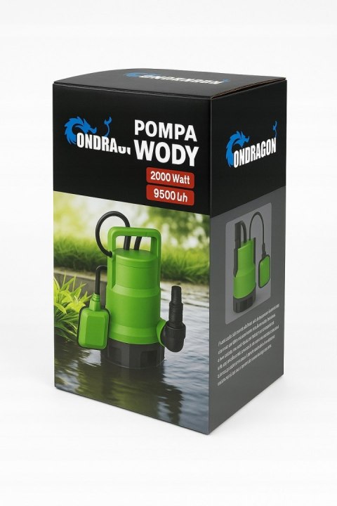 POMPA ZATAPIALNA DO WODY CZYSTEJ BRUDNEJ DESZCZÓWKI z PŁYWAKIEM 2000W mocna