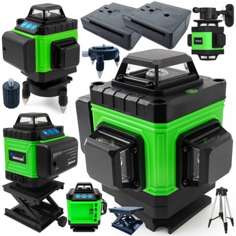 POZIOMICA LASEROWA LASER KRZYŻOWY ZIELONY SAMOPOZIOMUJĄCA 4D 360 2 BATERIE