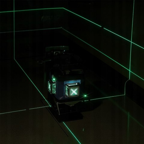 POZIOMICA LASEROWA LASER KRZYŻOWY ZIELONY SAMOPOZIOMUJĄCA 4D 360 2 BATERIE