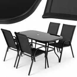 ZESTAW MEBLI DO OGRODU TARASU STÓŁ 120X72 4x KRZESŁA Black OGRODOWYCH