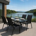 ZESTAW MEBLI DO OGRODU TARASU STÓŁ 120X72 4x KRZESŁA Black OGRODOWYCH
