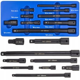 ZESTAW PRZEDŁUŻEK UDAROWYCH 1/4 3/8 1/2 UDAR KLUCZY NASADKI 9 EL