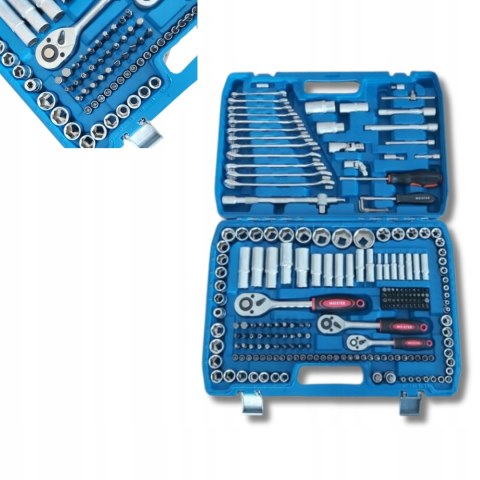 Zestaw Kluczy Nasadowych Bity 216 el 1/4" 3/8" 1/2 Grzechotka Dwukierunkowa