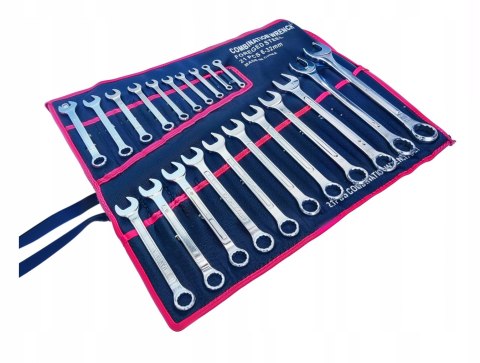 21EL KLUCZE PŁASKIE OCZKOWE 6-32 ZESTAW Komplet Kluczy Płaskich Pokrowiec