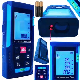 DALMIERZ LASEROWY MIERNIK ODLEGŁOŚCI CYFROWY 50M poziomica KĄTOMIERZ