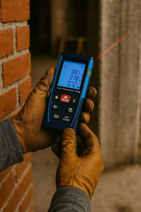 DALMIERZ LASEROWY MIERNIK ODLEGŁOŚCI CYFROWY 50M poziomica KĄTOMIERZ