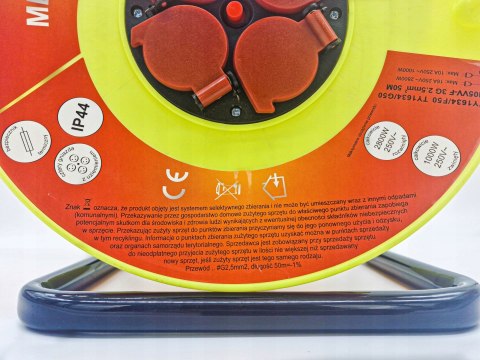 PRZEDŁUŻACZ BĘBNOWY BUDOWLANY 50m LISTWA ZASILAJĄCA NA BĘBNIE 3x2,5MM