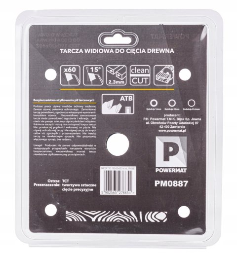 Tarcza WIDIOWA Do Drewna Piły Piła 190 x 30 mm 60Z