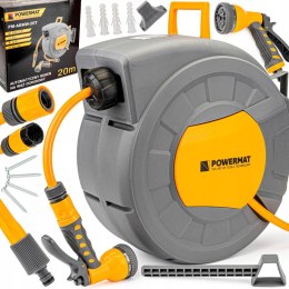 AUTOMATYCZNY BĘBEN ZWIJACZ NA WĄŻ OGRODOWY NAŚCIENNY 1/2 20m + PISTOLET PRO