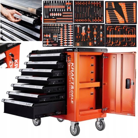 SZAFKA NARZĘDZIOWA WÓZEK WARSZTATOWY Z WYPOSAŻENIEM STABILNA 258 ELEMENTÓW