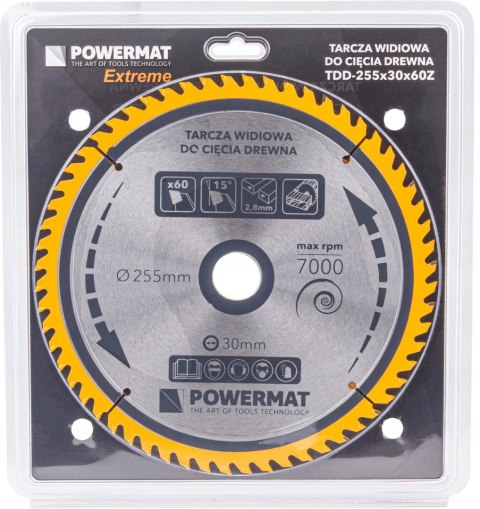 Tarcza WIDIOWA Do Drewna Piły Piła 255 x 30 mm 60Z