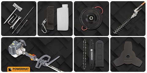 WIELOFUNKCYJNA KOSA SPALINOWA 4W1 NOŻYCE DO ŻYWOPŁOTU PIŁA WYKASZARKA 4KM