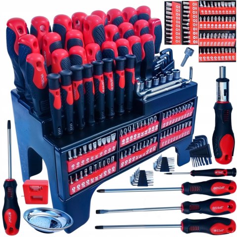 ZESTAW NARZĘDZIOWY ŚRUBOKRĘTY WKRĘTAKI BITY STOJAK 126-EL MISKA MAGNETYCZNA