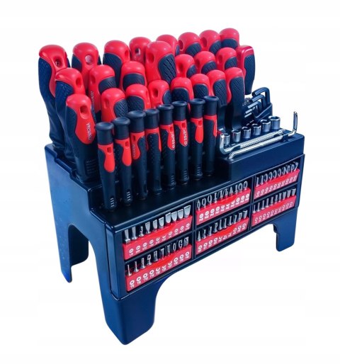 ZESTAW NARZĘDZIOWY ŚRUBOKRĘTY WKRĘTAKI BITY STOJAK 126-EL MISKA MAGNETYCZNA