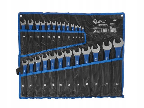 KLUCZE PŁASKO-OCZKOWE POLEROWANE Z GUMOWYM UCHWYTEM 6-32MM 25EL.