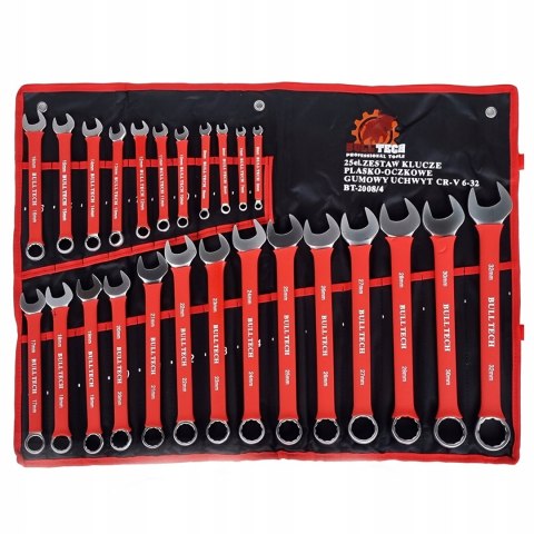 KLUCZE PŁASKO-OCZKOWE POLEROWANE Z GUMOWYM UCHWYTEM 6-32MM 25EL.