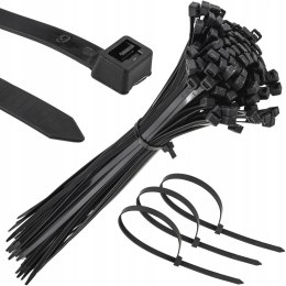 MOCNE OPASKI ZACISKOWE KABLOWE TRYTKI CZARNE TAŚMA 7.6X500MM 100SZT TRYTKI