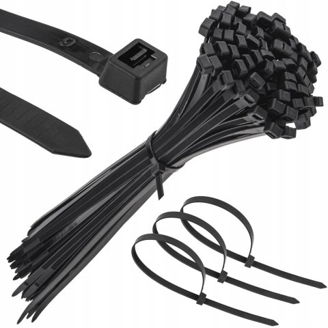 MOCNE OPASKI ZACISKOWE KABLOWE TRYTKI CZARNE TAŚMA 8.8X500MM 100SZT TRYTKI