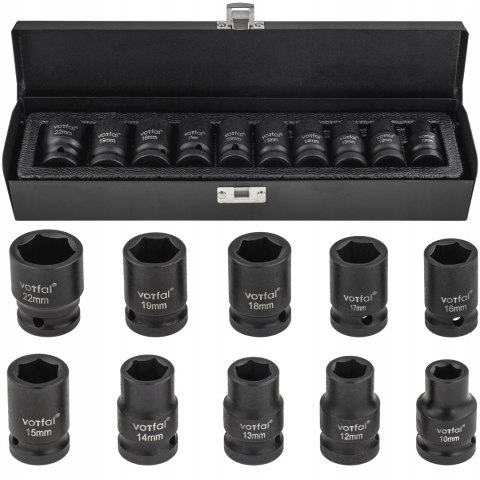 NASADKI UDAROWE 1/2 ZESTAW NASADEK UDAROWYCH KLUCZY NASADOWYCH 10-22MM 10EL