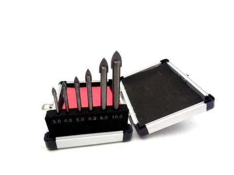 WIERTŁA DO SZKŁA GLAZURY KAFELEK CERAMIKI ZESTAW WIERTEŁ W WALIZCE WIERTŁO