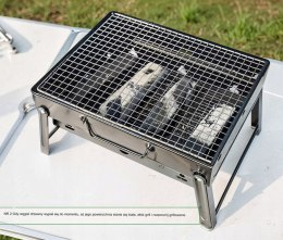 GRILL SKŁADANY TURYSTYCZNY WALIZKA PRZENOŚNY OGRODOWY WĘGLOWY Z UCHWYTEM