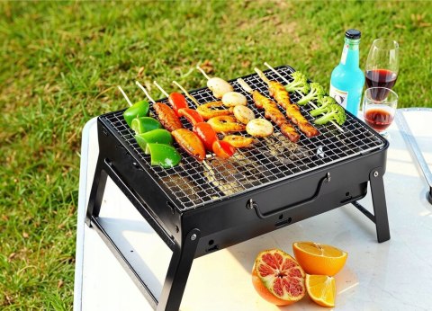 GRILL SKŁADANY TURYSTYCZNY WALIZKA PRZENOŚNY OGRODOWY WĘGLOWY Z UCHWYTEM