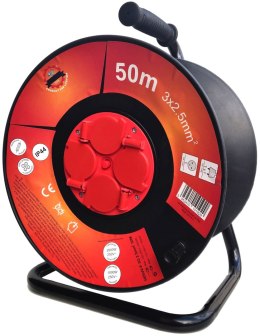 PRZEDŁUŻACZ BĘBNOWY 50m 3x2,5 NA BĘBNIE BUDOWLANY